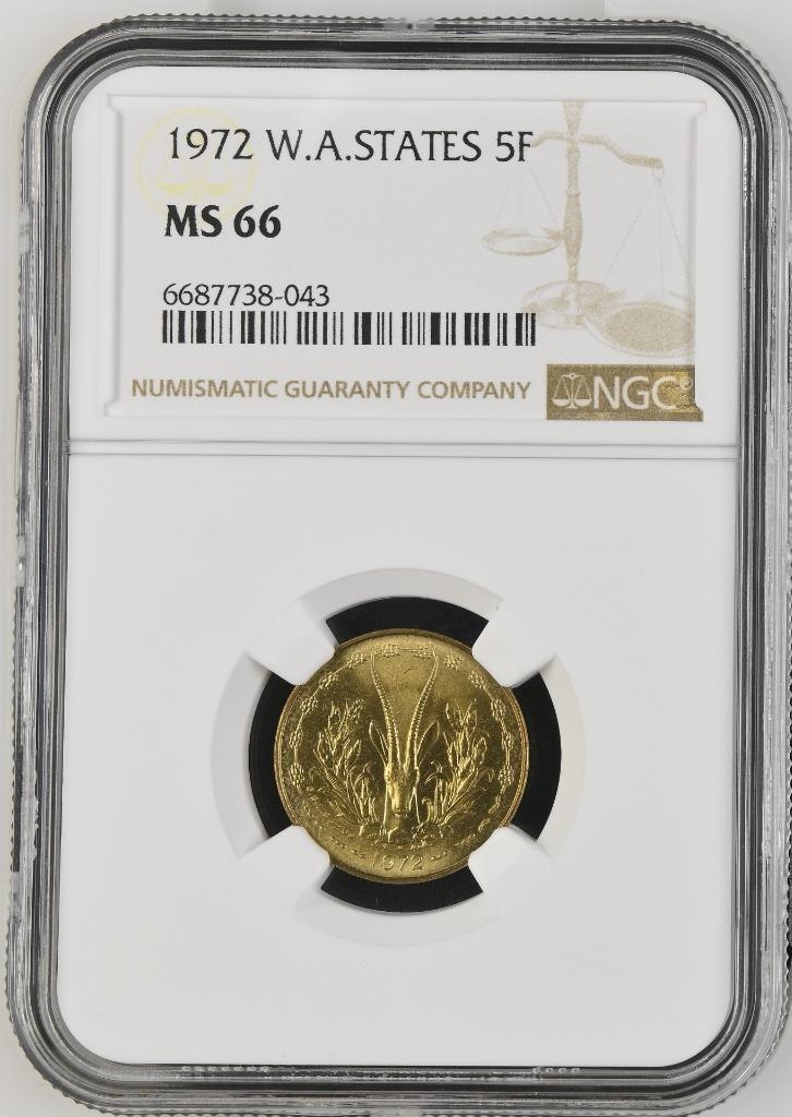West African States 5 Francs 1972 NGC MS 66