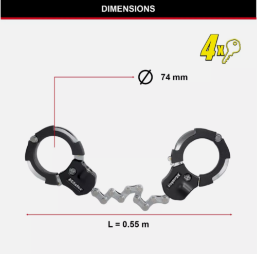 Hardened Steel Chain Link Street Cuff Multi-Purpose Bike & Scooter Lock - Picture 8 of 10