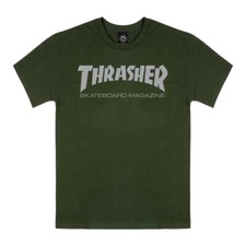 Thrasher Magazine SKATE MAG LOGO Skateboard T Shirt FOREST GREEN w/GRAY Logo