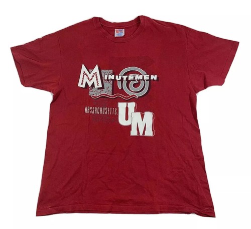 Vintage UMASS Amherst Minutemen T Shirt Size XL Bi