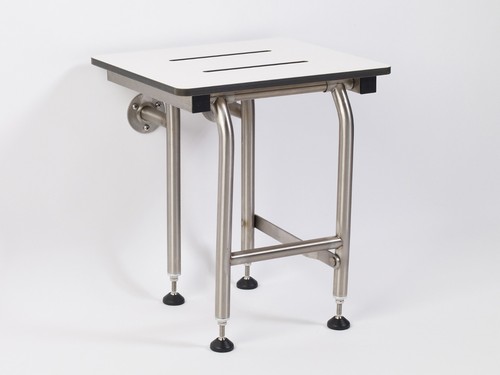 Folding Shower Seat with Legs Holds Upto 400 lbs - White Phenolic - Many Sizes - Picture 107 of 113