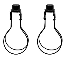 Lamp Shade Light Bulb Adapter Clip on with Shade Attaching Finial Top, Black 2pk