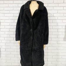 Threadbare Women’s Black Oversized Borg Coat - Size 16