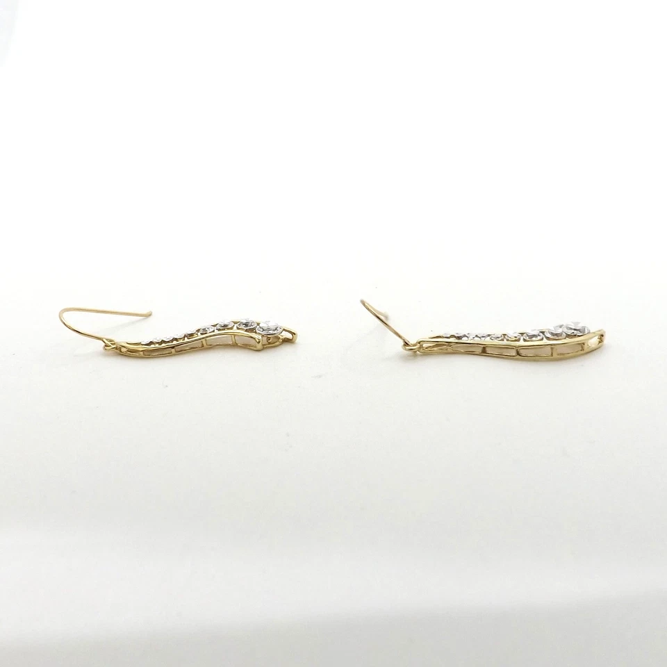10k Gold Love is a Journey Dangle Earrings Two Tone Diamond Cut - Image 3 of 4