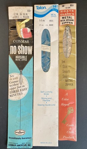 NOS Vintage Lot 12 METAL Zippers Talon J & P Coats Conmar Assorted Colors Sizes - Picture 5 of 10