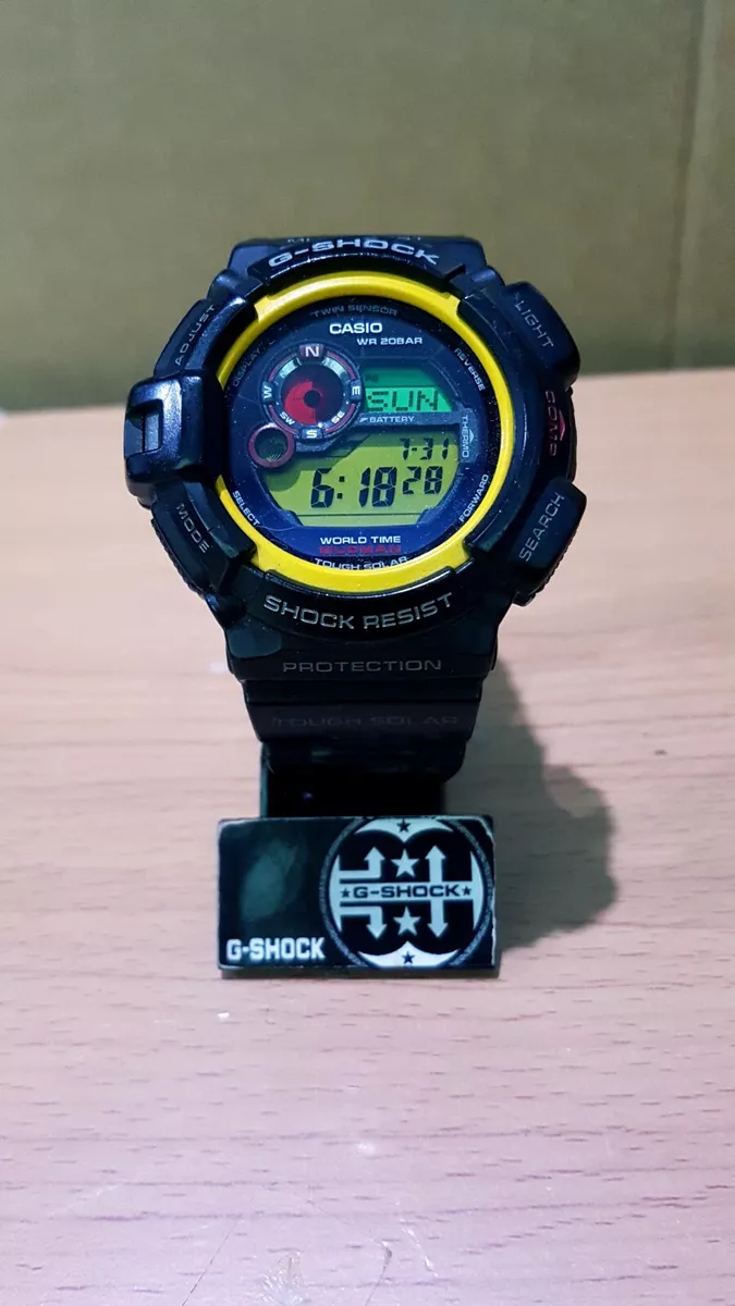 Vintage G Shock Mudman GW 9300 Unique Custom Yellow Ring RasTa Face Only 1
