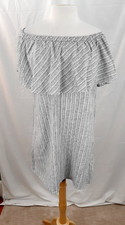 Old Navy Women S Off the Shoulder Ruffle Black White Pinstripe Linen Blend Dress