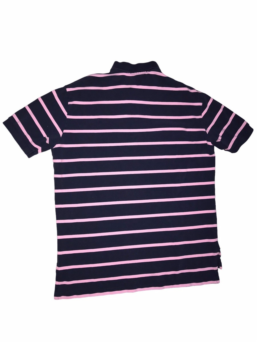 Polo Ralph Lauren Men's Polo Shirt Large Blue Pink Striped Short