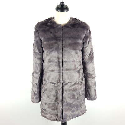 Diane Von Furstenberg Kunstpelz-Mantel Damen S Grau Francie Grey Neu