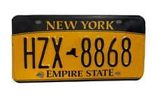 NEW YORK EMPIRE STATE  LICENSE PLATE - BLUE/GOLD - HZX 8868