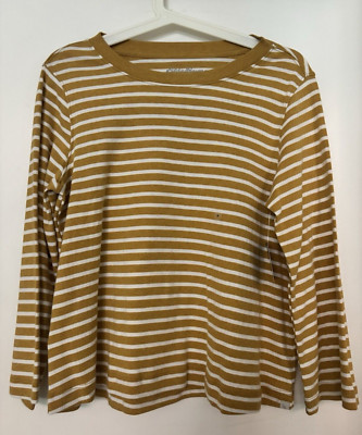 Eddie Bauer Ladies Favorite 3/4-Sleeve Easy Crew Striped Tee NWT SMALL