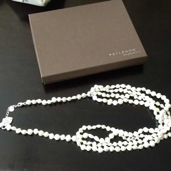 COLLAR SILPADA MULTI HEBRA CAPAS PASTEL PERLAS PLATA ESTERLINA N2265