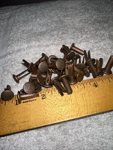 Crescent Rivets Split Coppered Bifurcated Vintage Belts 35 Pieces! L10 Nos