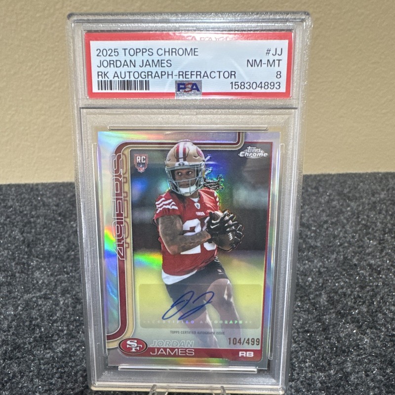 Topps 2025 Chrome Jordan James RC Auto Refractor #RA-JJ /499 PSA 8