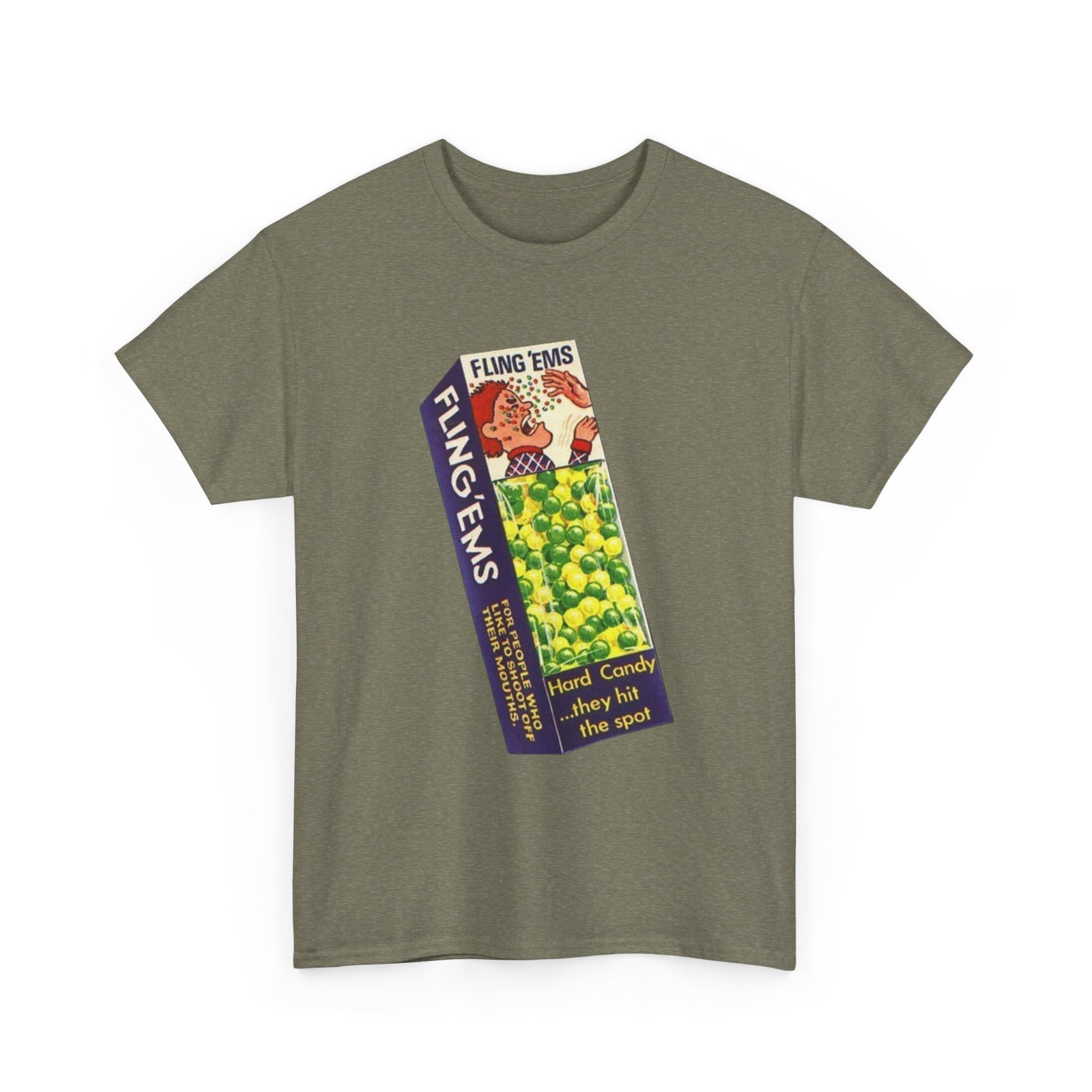 Wacky Packages Flng 'Ems Candy Collectible Printed T-Shirt Funny Product Parody