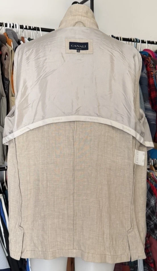 Canali Safari Travel Linen Canvas Jacket Coat 44 R (54 EU) - Image 4 of 4