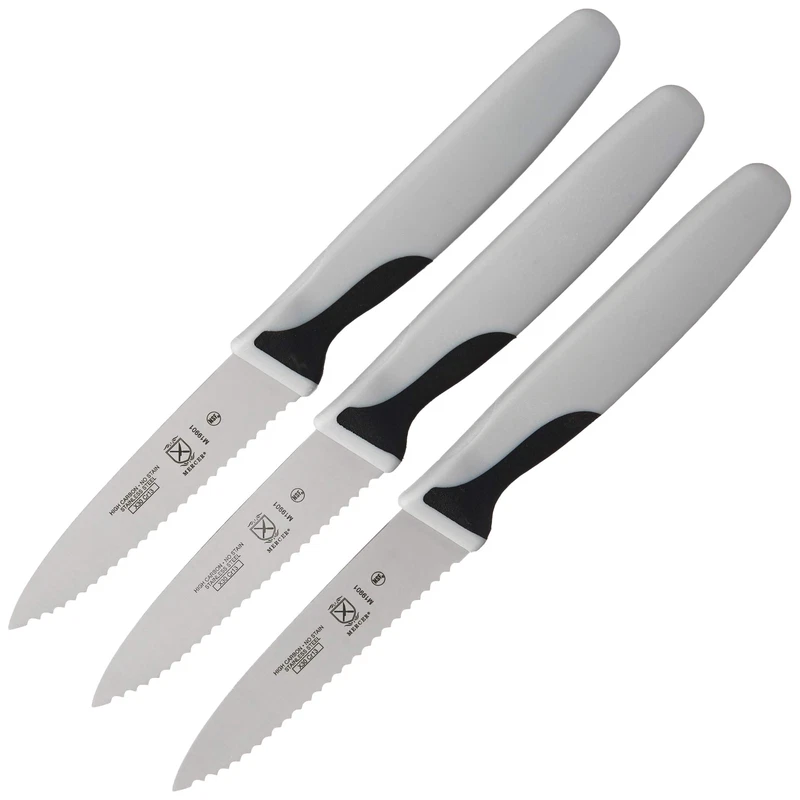 Mercer Culinary M19903 Millennia Black Handle 3-Inch Slim Serrated Paring