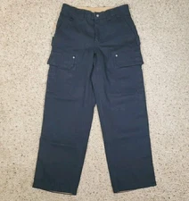 Duluth Trading Co Pants Mens 32x30 Black Canvas Flex Fire Hose Cargo Workwear