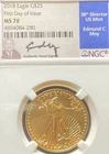 2018 1/2 OZ $25 AMERICAN GOLD EAGLE 1st DAY OF ISSUE NGC MS 70 EDMUND MOY SIGNED
