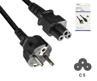 DINIC Netzkabel Europa CEE 7/7 auf C5, 0,75mm², CEE 7/7/IEC 60320 #1907286