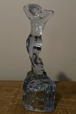 Bagley Glass Art Deco Andromeda Nude Lady Blue A 1 condition ( 7" high )