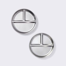 Stainless Steel Divided Plates - 2pk - Silver
