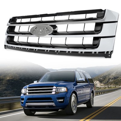Front Upper Bumper Grill Grille Chrome & Black For 2015-2017 16 Ford Expedition