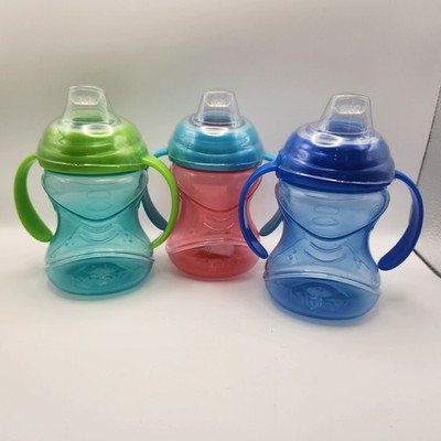 Lot of 3 Nuby No-Spill Clik-It Soft Spout Sippy Cup 3 Piece No Spill
