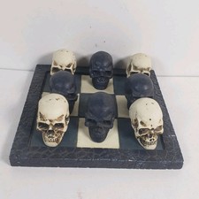 9 PIECE TIC TAC TOE BLACK & WHITE RESIN SKULL...