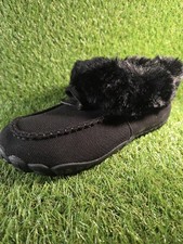 Moccasin Slippers Black Cozy Super Soft Lined HARD BOTTOMS Women's US 9M