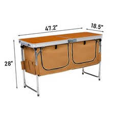 Outdoor Folding Camping Table with Storage Co...