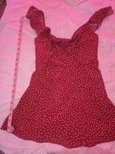 Red Polka Dot Mini Dress 1950s Style Pinup Rockabilly Xxs Bow Super Short Tiny