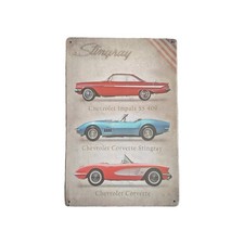 Vintage Style Chevrolet Corvette Stingray Impala Tin Metal Sign Retro Wall Plaqu
