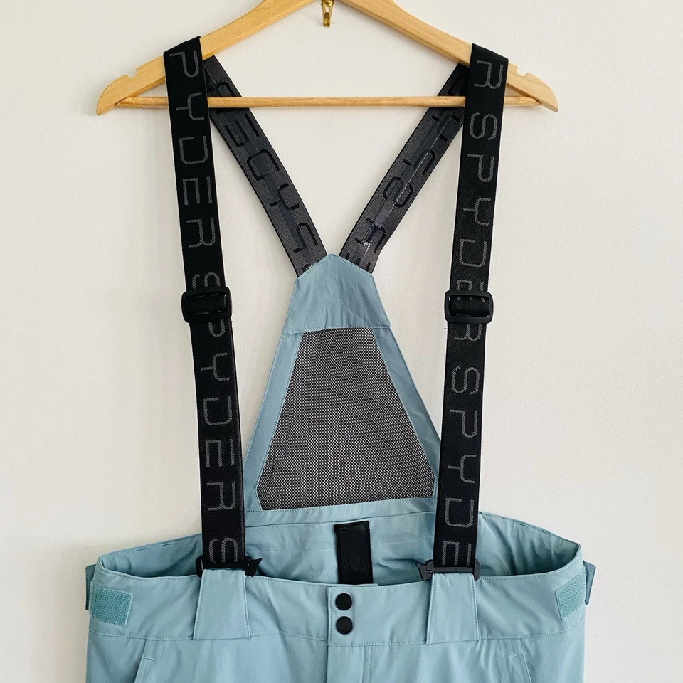 Spyder Hombres Grande Aislado Esquí Snowboard Pantalones Aqua Azul Tundra Nieve Babero Foto 2 de 4