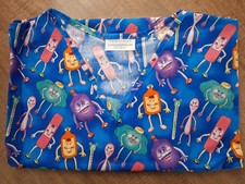 Bandaids Temp and Spoons Medical Scrub Shirt SIZE MEDIUM