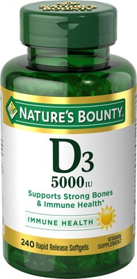 Nature's Bounty D3 5000 IU Vitamin Supplement Rapid Release Softgels 240 Count