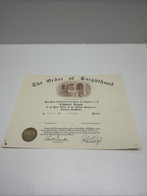 THE ORDER OF KNIGHTHOOD 1975 DEMOLAY BUCKEYE PRIORY MARK ALLEN BOYD