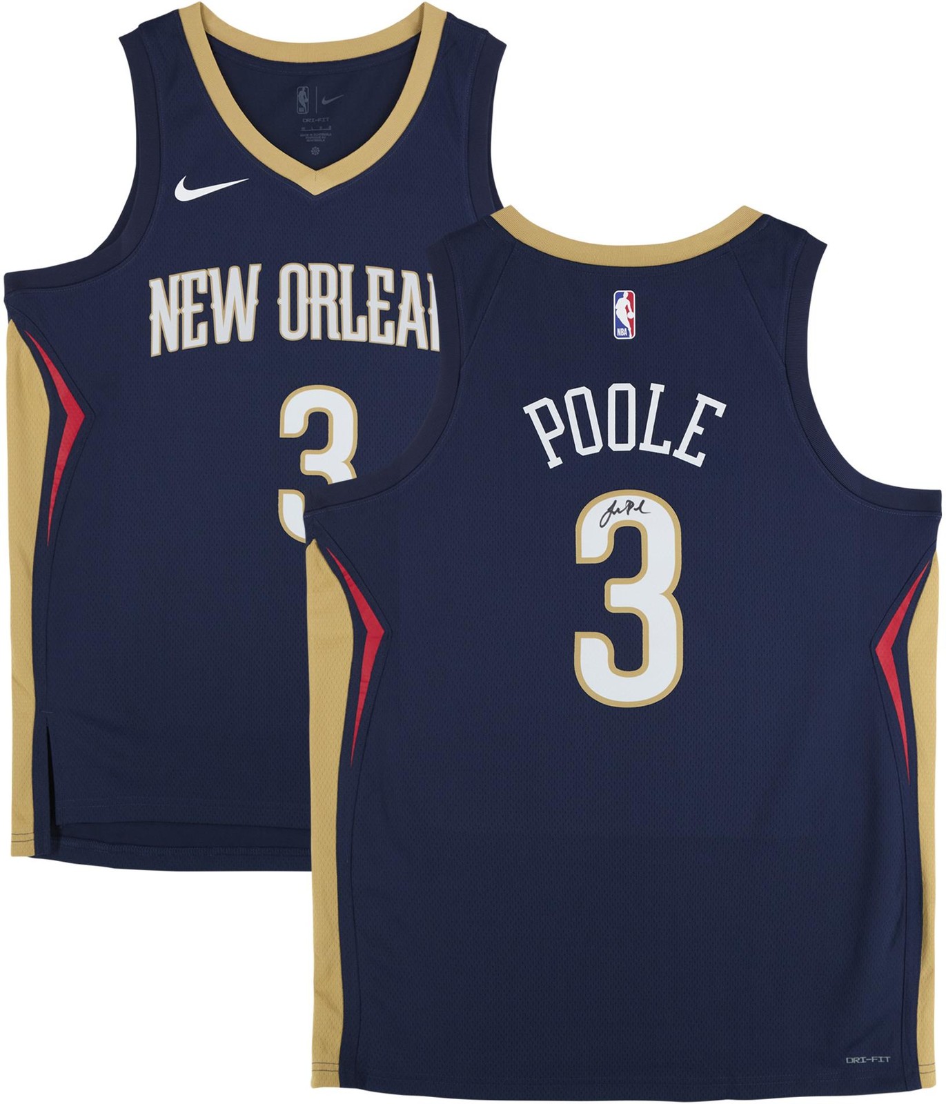 Jordan Poole Autographed Signed New Orleans Pelicans Nike Navy Icon Swingman Jersey 