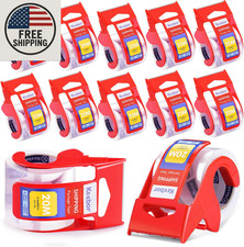 12 Rolls Packaging Tape with Dispenser, Heavy Duty Packing Tape, Clear Tape for