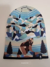 Smartwool Merino Wool Blend Bear Country Print Beanie Hat NWT