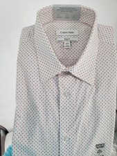 Calvin Klein Dress Shirt Mens 16.5 32/33 L White Steel Stretch Wrinkle Free