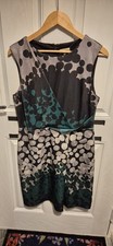 Phase Eight Size 16 Grey Green Knee Length Sleeveless Wrap Style Dress (126/258v