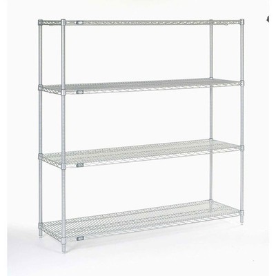 Nexel 5 Tier Silver Epoxy Wire Shelving Starter Unit 54''W x 24''D x 86''H