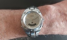 Fossil AM-3313 Herren Armbanduhr Analog/Digital Silber Top Zustand Neue Batt.