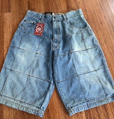 Vintage Y2K Noiz Denim Shorts Men 34 Long Baggy Wide Leg 14  Jean Jorts New