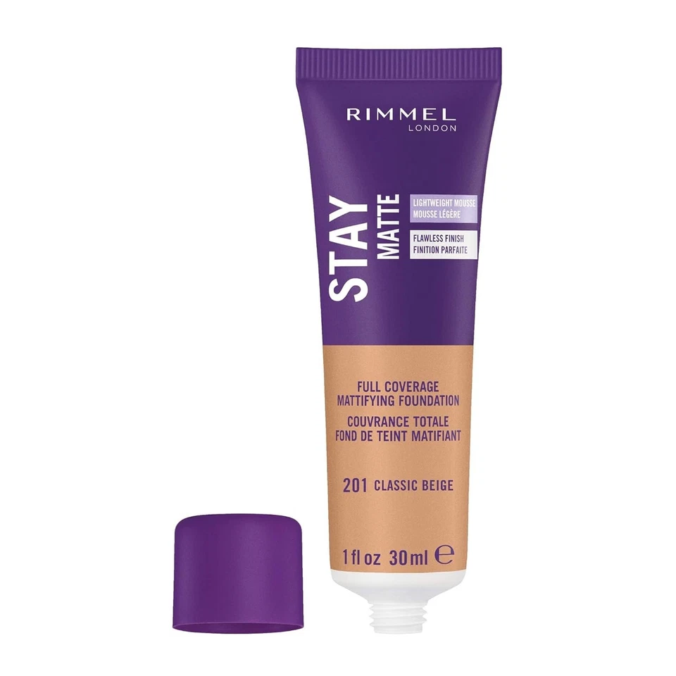 Rimmel London Stay Matte Liquid Mousse - 201 Classic Beige - Foundation 1oz - Image 2 of 4