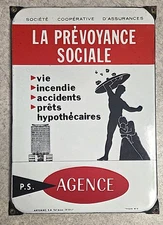 Vintage enamel sign "LA PREVOYANCE SOCIALE" (Social Welfare), mint...