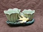 Antique Vintage McCoy Double Bowl Pottery Yello Bird in Flight, See Photos