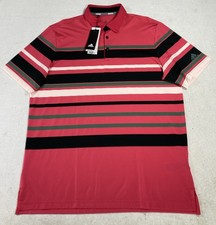 Adidas Polo Shirt Mens Large Ultimate365 Pink Black Striped Performance NWT