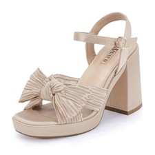 IDIFU Platform Heels for Women Chunky Block High Bow Heel Square Open Toe Sz 5.5